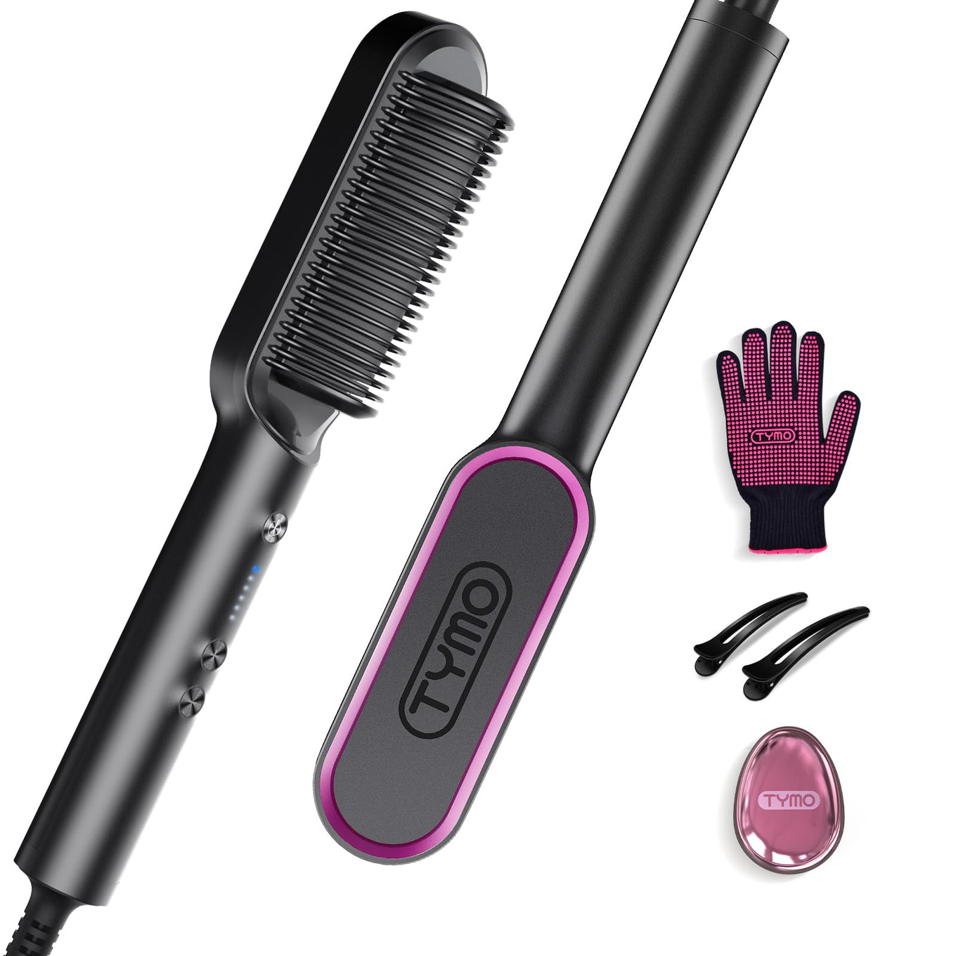 2in1 Hair Styler Straightening Hot Comb Fast Heated Ceramic Negative Ion Curler Straightener Brush Anti-Scalding Styling Tools
