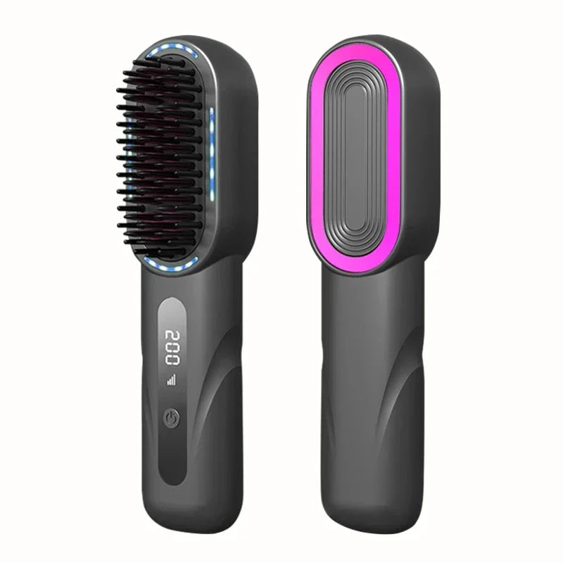 Portable Wireless Hair Straightener 4 Temp Settings Shrink Design Straight Hair Comb Rechargeable Mini Straightening Comb